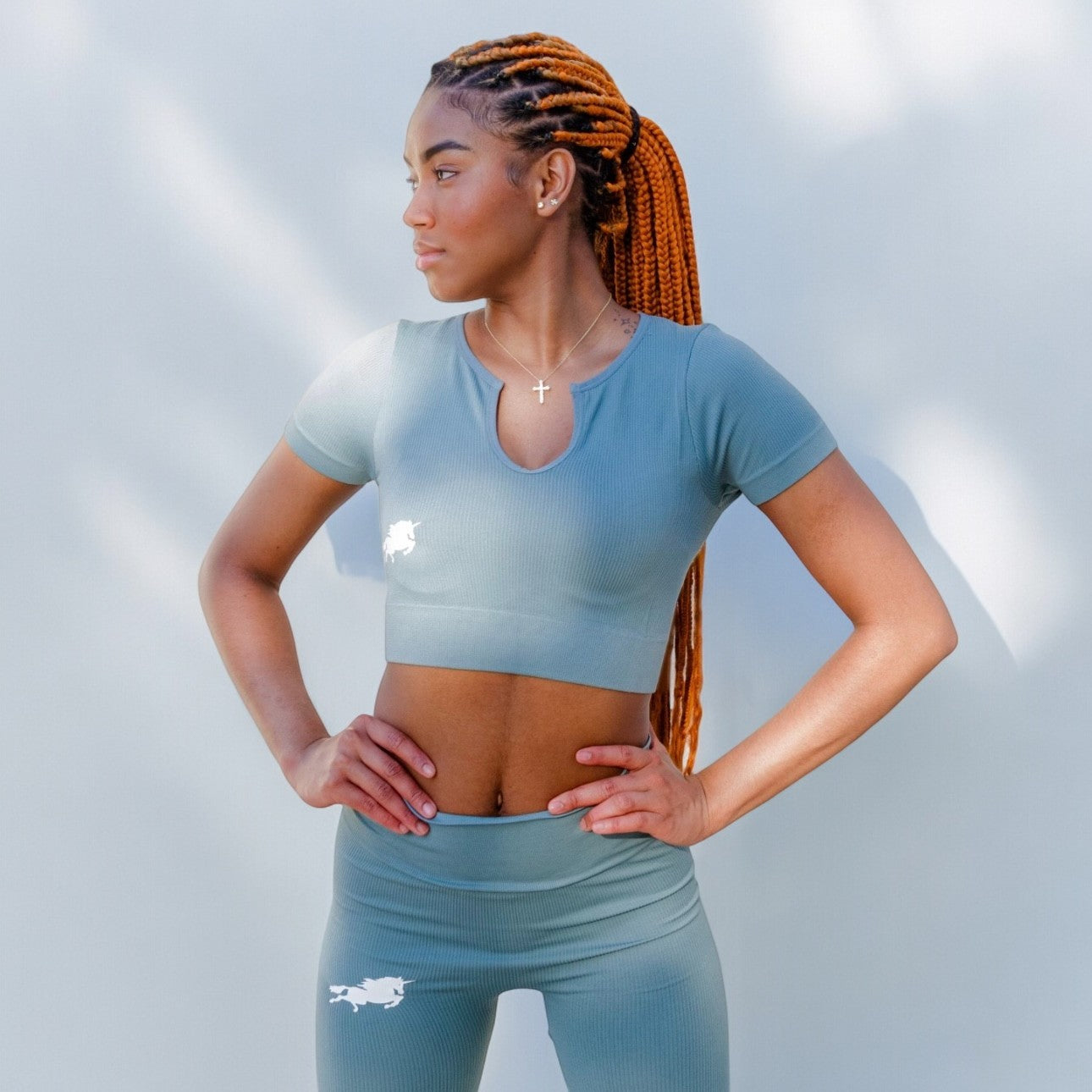 Pastel Blue : Two Piece Legging Set